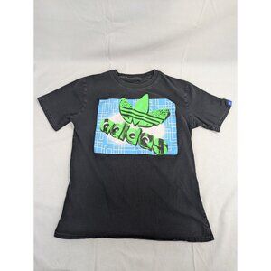 Adidas Trefoil Graffiti Style T-Shirt Women’s Small‎ Black Cotton Vintage